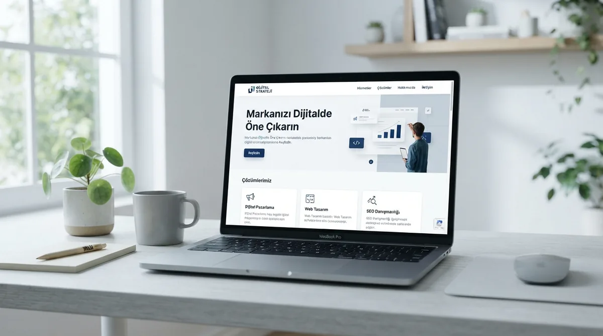 Espresso-krem tonlarında, net bölümlere ayrılmış modern bir kurumsal web arayüzü, dizüstü ekranında